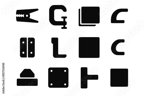 Clip tiny panel mount tile clamp bar vector modern icon arc