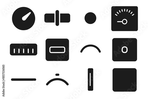 Tile bar icons arc marker temperature dial control strip vector icon slab