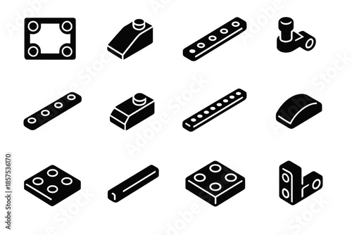 Plate vector heater slab frame arc piece system support icon bar structural