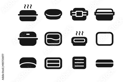 Vector icon compact lunch arc heated strip rounded smooth support container body