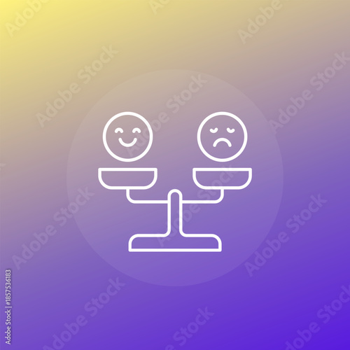 emotional balance icon with scales, line design