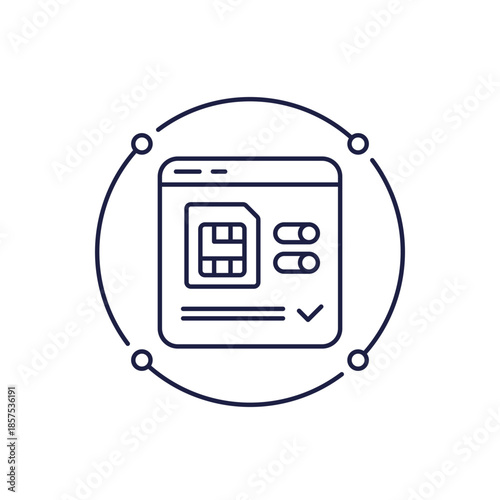 eSIM, activate sim card icon in line design