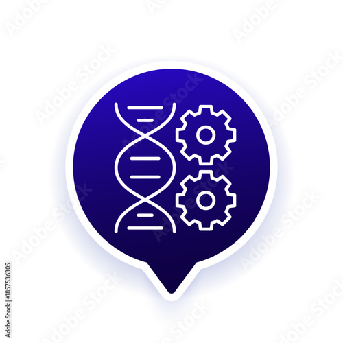 genetic engineering icon with DNA symbol, line vector design