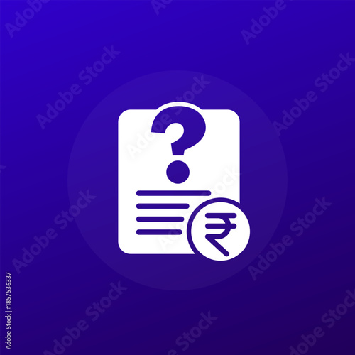 hidden costs icon, unknown expenses vector design with indian rupee