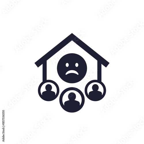 housing crisis icon with home and people