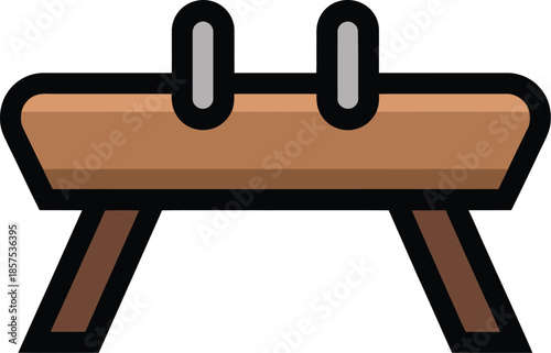 Brown Balance Beam Cartoon Icon Vector Graphic Illustration for Gymnastics Sports Equipment