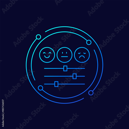 sentiment analysis icon, linear design