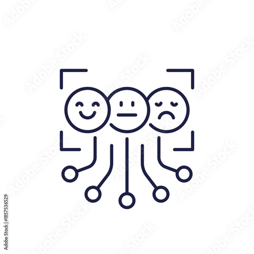 sentiment analysis line icon, NLP and opinion mining