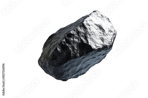 Black rock stone isolated 3D render isolated on Transparent Background