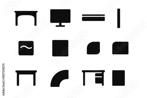 Segment vector narrow piece shape modern wall tile desk icon contour icons