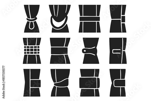 Unit curve bar icon tile patch set contour vector tie tieback smooth