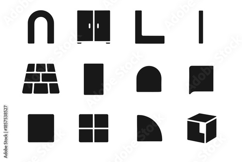Home tiny grid room ridge strip panel icon curve slab contour vector