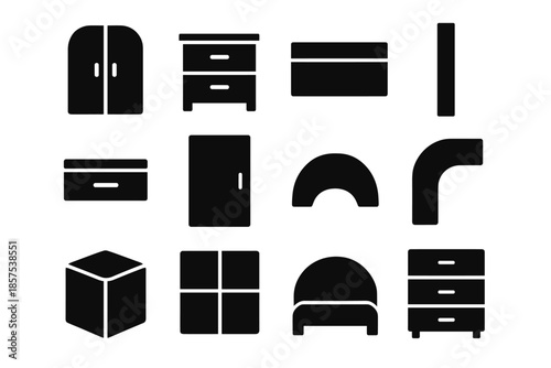 Tiny modern wall bedroom tile slab icon vector icons storage piece shape