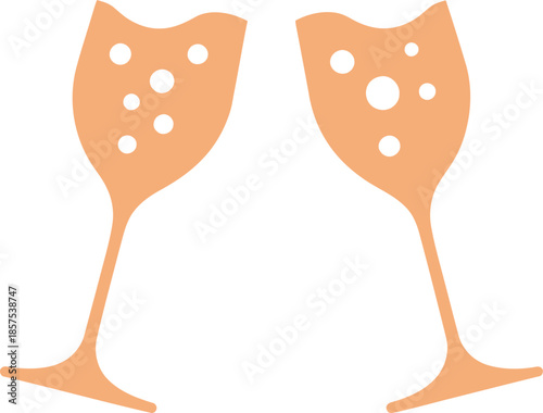 Cheers to Celebrations: Vector Graphic of Champagne Flutes with Bubbles, Perfect for Wedding Invitations and Party Icons