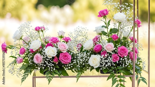 Wallpaper Mural Elegant Pink and White Rose Floral Arrangement for Wedding Ceremony. Torontodigital.ca