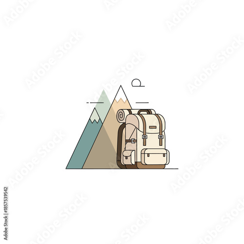 Backpack with Pockets and Straps Illustration.
