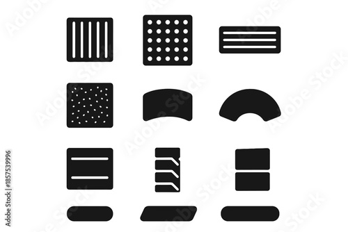 Smooth arc piece slab icon narrow slip anti grip panel grain vector