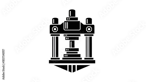 Industrial Hydraulic Press Machine Silhouette Icon for Manufacturing and Engineering.