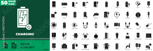 Charging Solid Editable Icons set