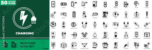 Charging Duotone Editable Icons set