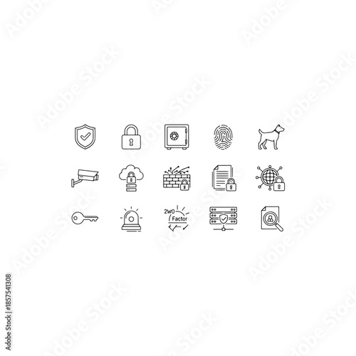 Security icons isolated on transparent background