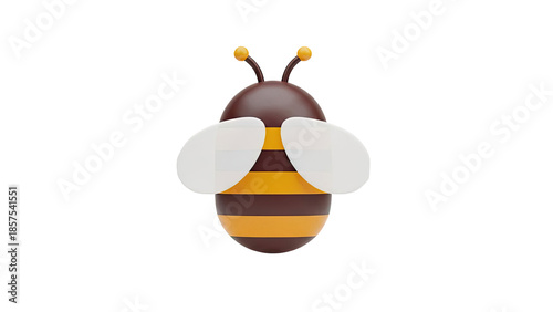 3D Cute 3D bee with transparent background