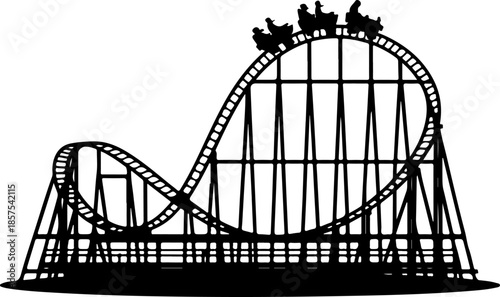 Vintage Roller Coaster black silhouette vector illustration