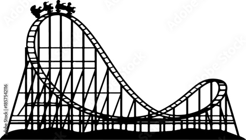 Vintage Roller Coaster black silhouette vector illustration