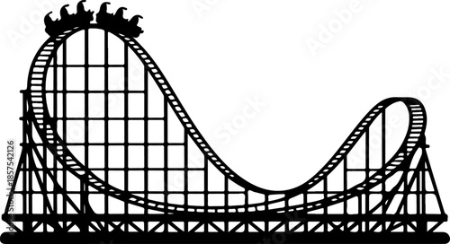 Vintage Roller Coaster black silhouette vector illustration