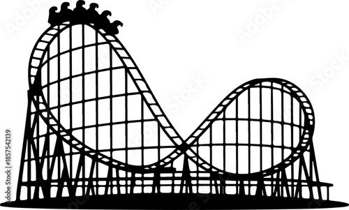 Vintage Roller Coaster black silhouette vector illustration