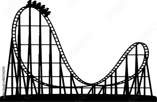 Vintage Roller Coaster black silhouette vector illustration