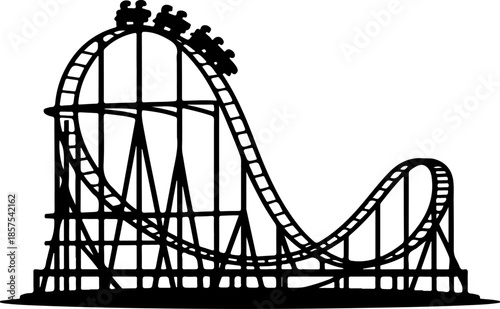 Vintage Roller Coaster black silhouette vector illustration