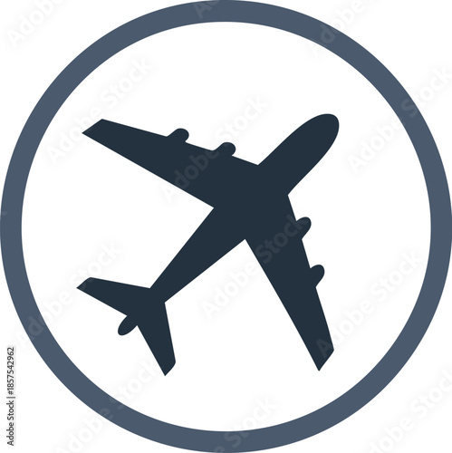 Modern Vector Illustration of a Dark Airplane Icon Symbolizing Air Travel, Global Transportation, and Flight for Digital Applications and Web Design Projects
