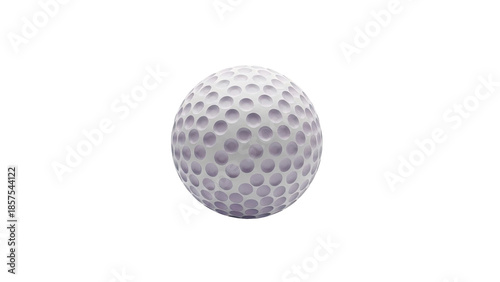 Close-up of a dimpled white golf ball on transparent background