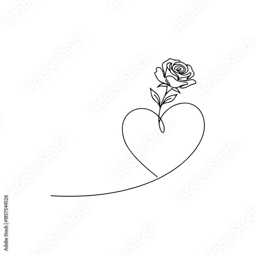 Rose in heart isolated on transparent background