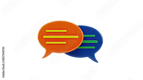 3D Speech Bubbles with Lines on transparent background