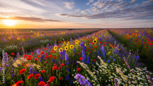lavender field at sunset