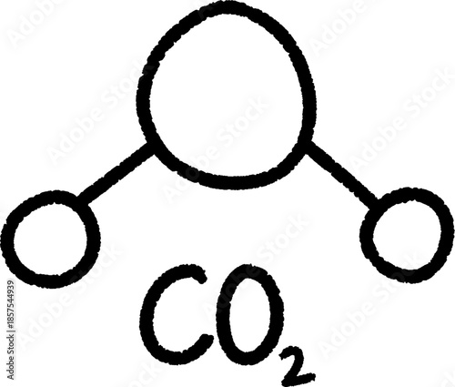 Simple diagrammatic representation of carbon dioxide molecule with co2 label written below the structure in a clear visual format.