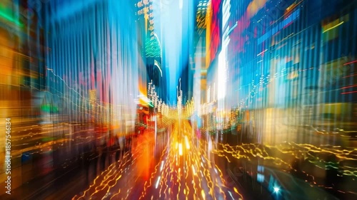 City Lights in Motion: An abstract perspective of a cityscape, rendered through a long exposure, captures the dynamism and energy of city lights at night.