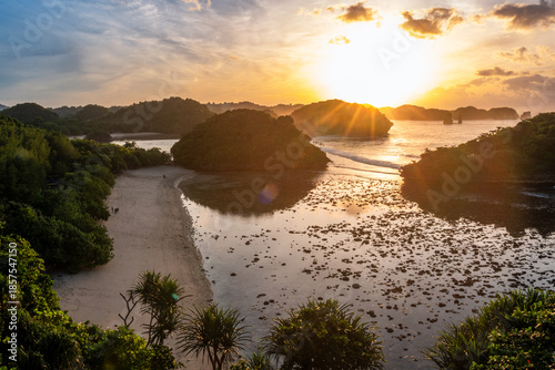 sunset over the beach