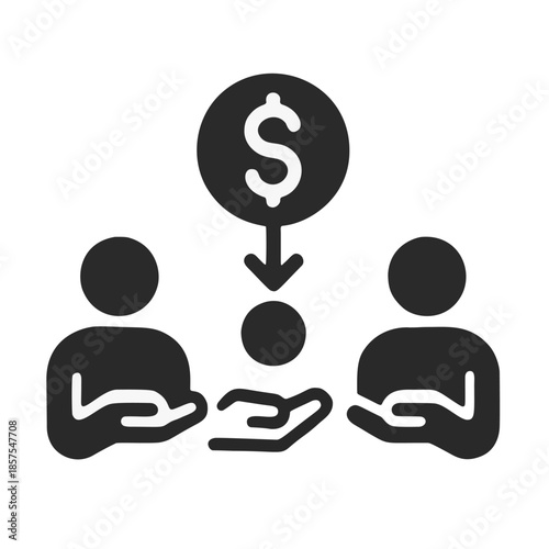 Icon Universal Basic Income (UBI): A coin dropping into every person's hand in a simple row.