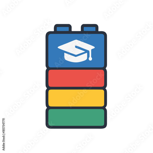 Icon Micro-Credential / Nano-Degree: A digital badge stackable like Lego bricks to form a full degree.
