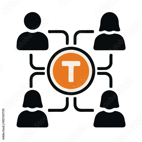 Icon Tokenized Community: A group of people icons connected by a shared token emblem.