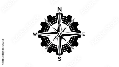 Compass Rose with Gear Symbol.