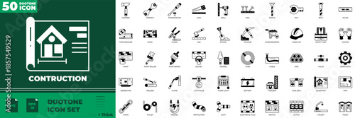 Construction Duotone Editable Icons set