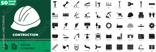 Construction Solid Editable Icons set