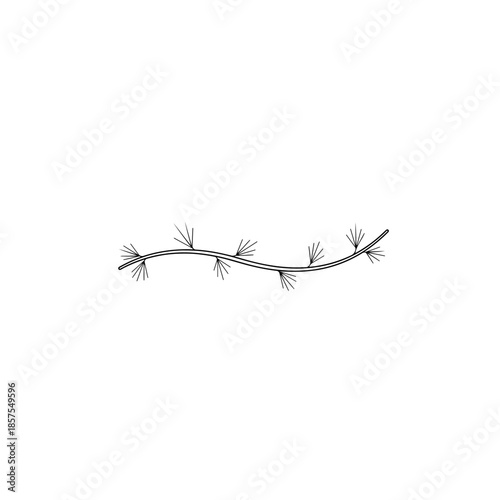 Abstract line drawing with branches isolated on transparent background