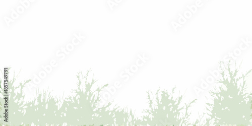 Minimalist landscape with simple green foliage against a stark white background