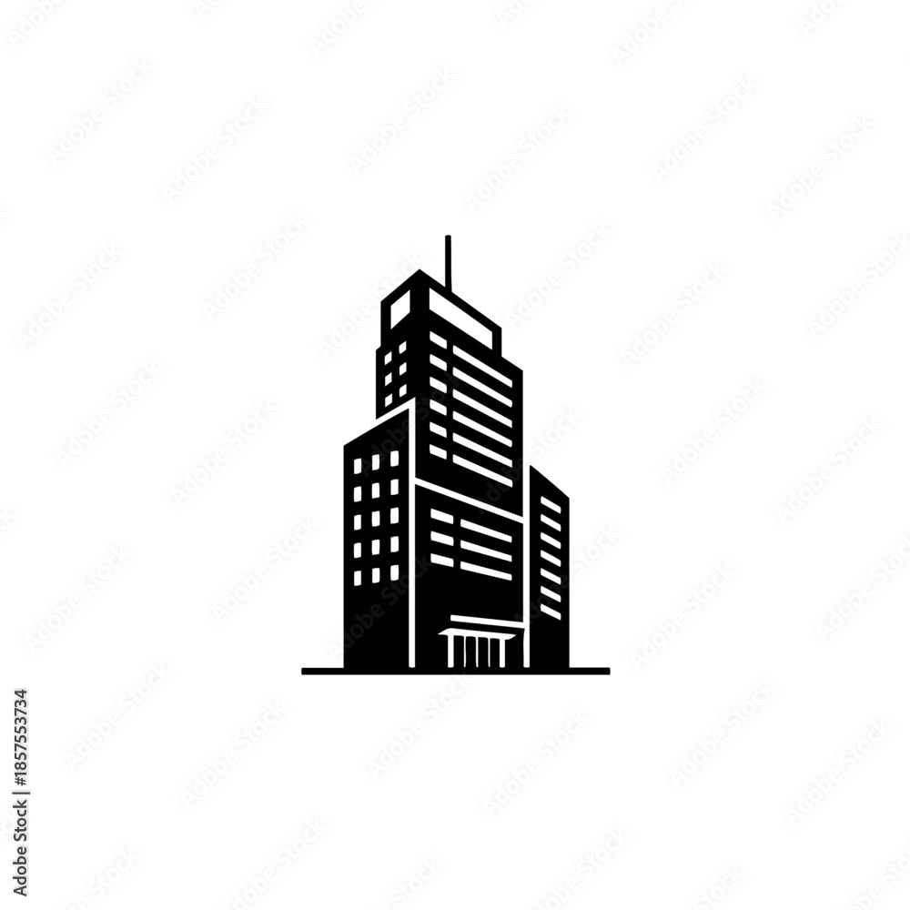 Fototapeta premium Skyscraper silhouette isolated on transparent background