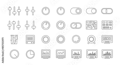 Set of line icons for various adjustment and control elements